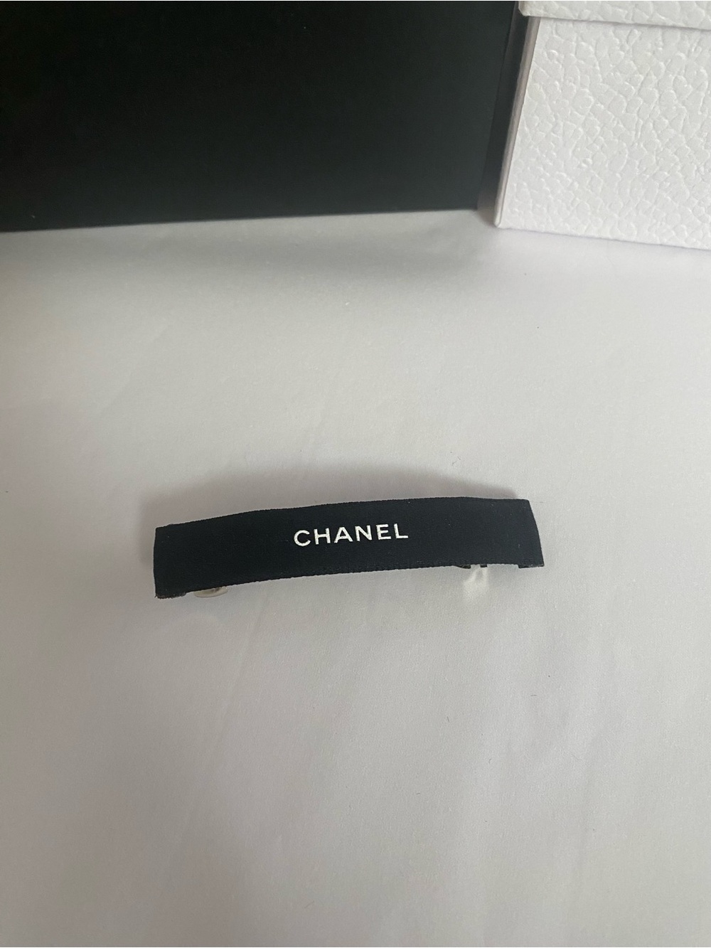 CHANEL Ribbon Black French Barrette